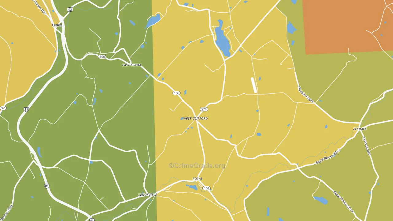 West Clifford, PA Map of Robbery Rates