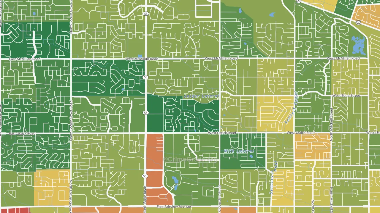West Cloverdale, Boise, ID Map of Robbery Rates