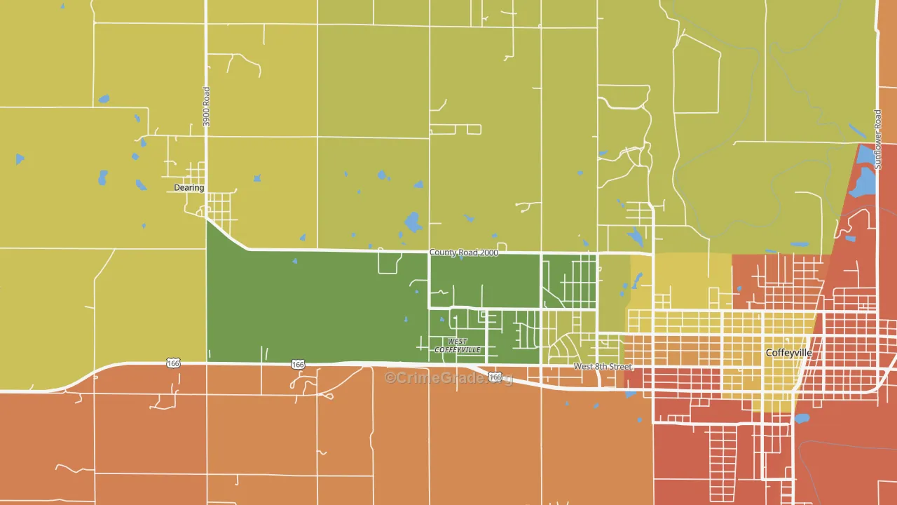 West Coffeyville, KS Map of Robbery Rates
