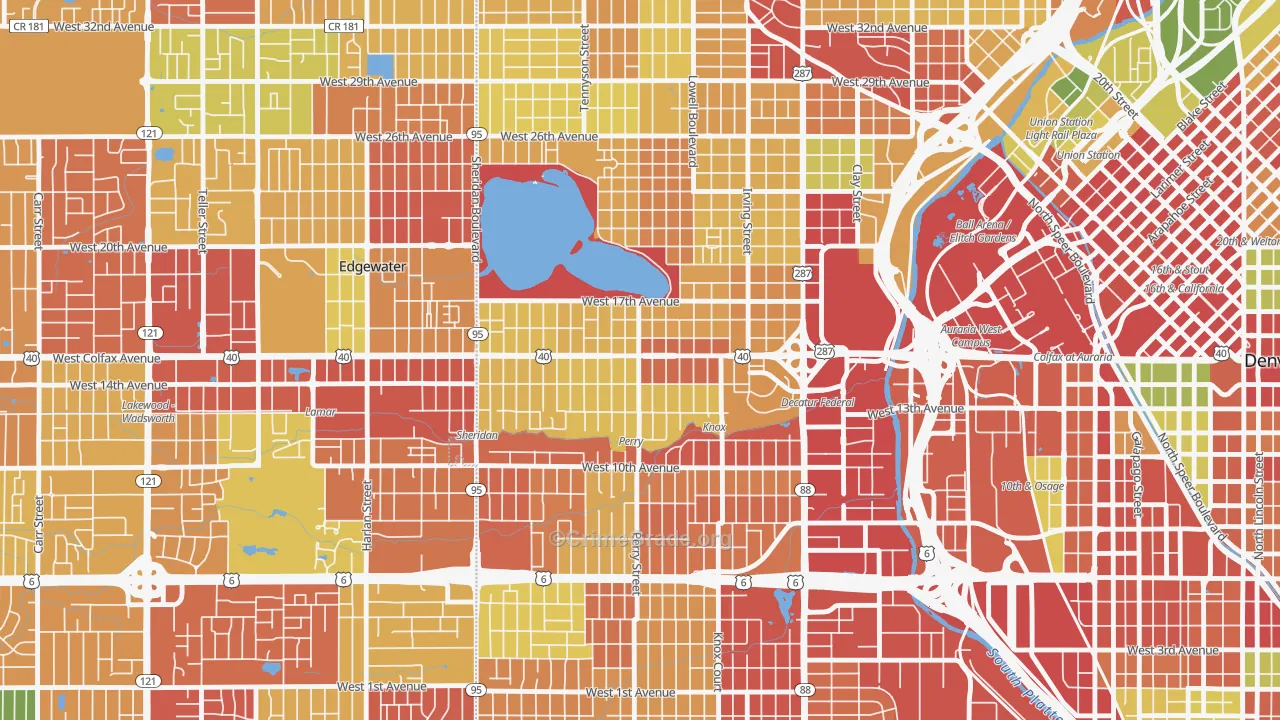 West Colfax, Denver, CO Map of Robbery Rates