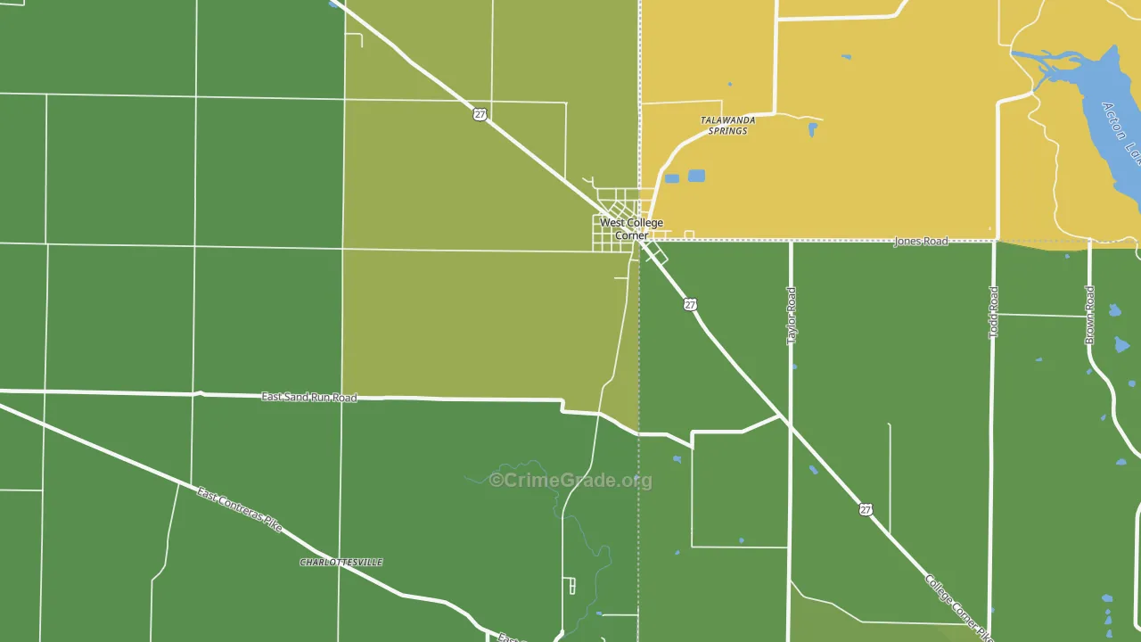 West College Corner, IN Map of Robbery Rates