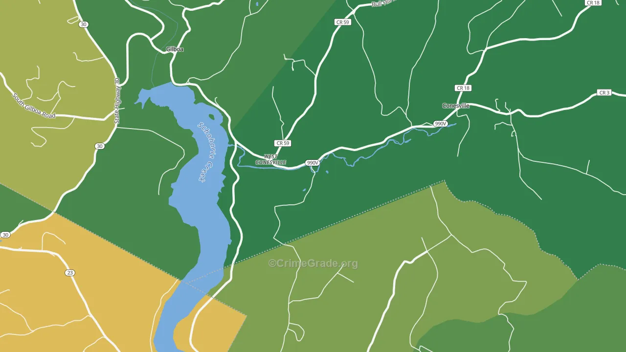 West Conesville, NY Map of Robbery Rates
