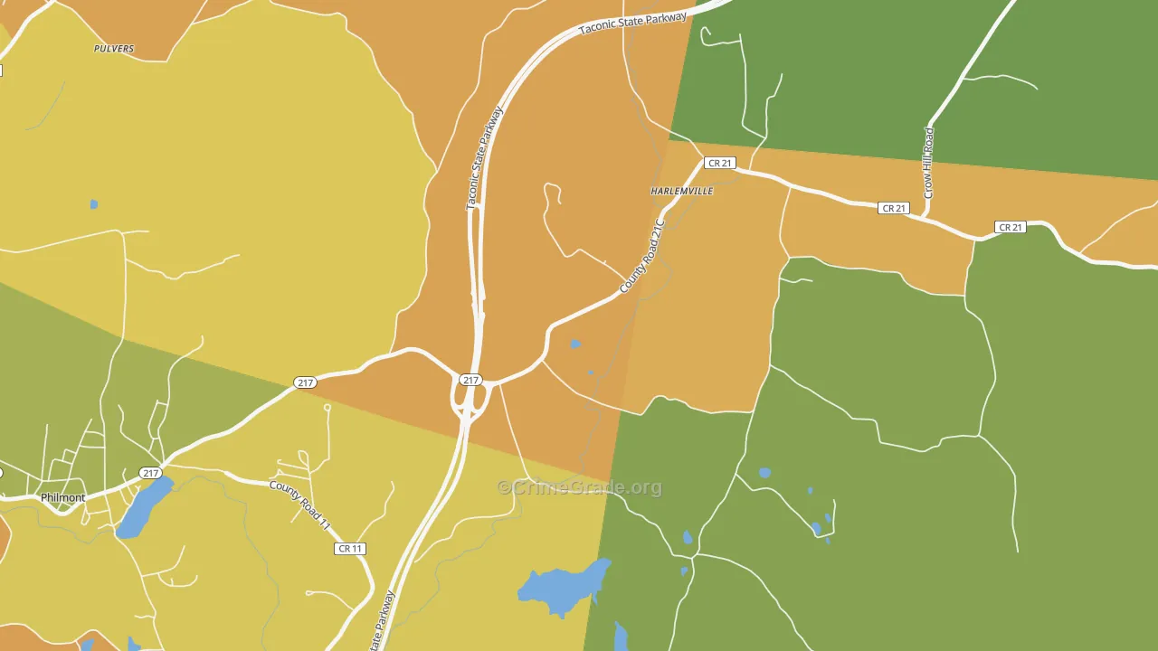 West Copake, NY Map of Robbery Rates