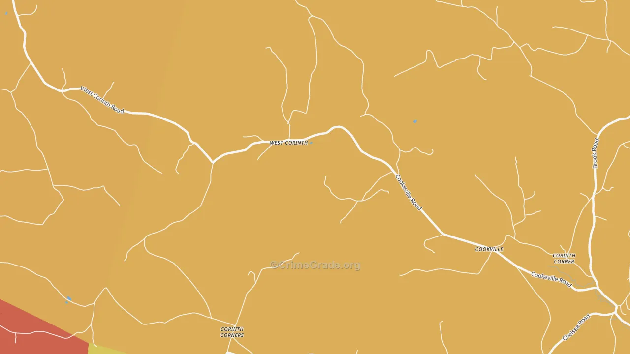 West Corinth, VT Map of Robbery Rates