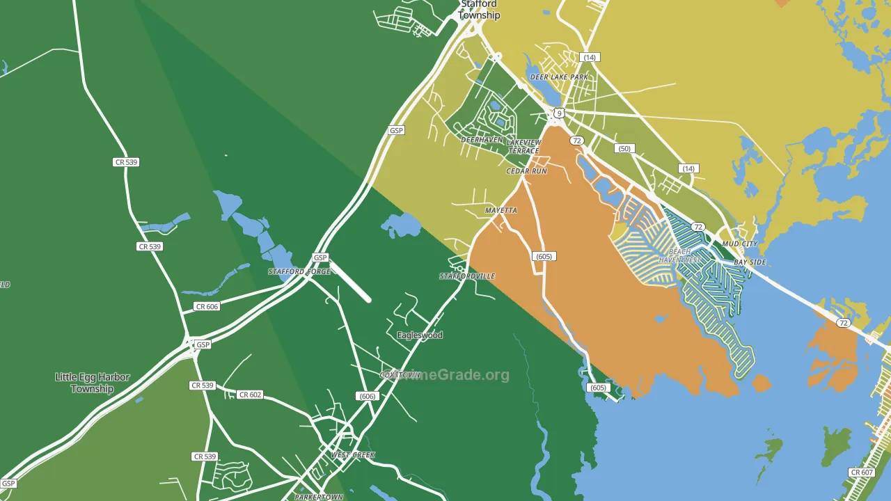 West Creek, NJ Map of Robbery Rates