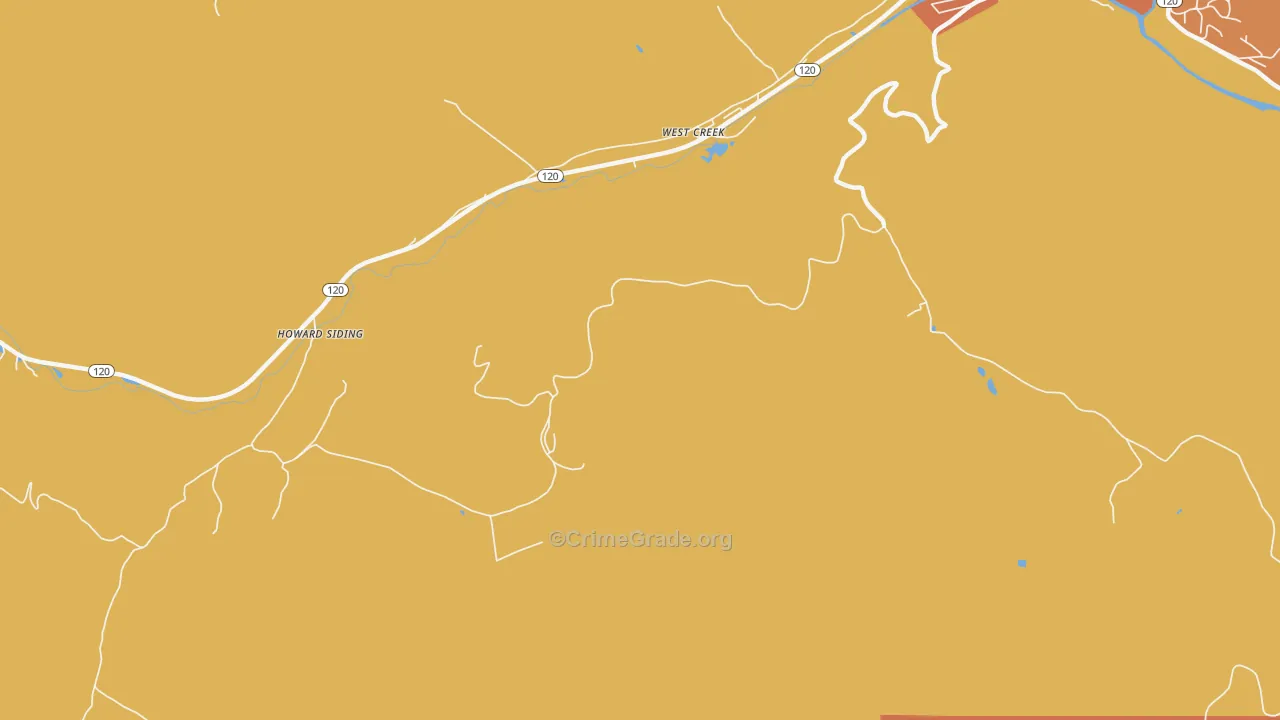 West Creek, PA Map of Robbery Rates