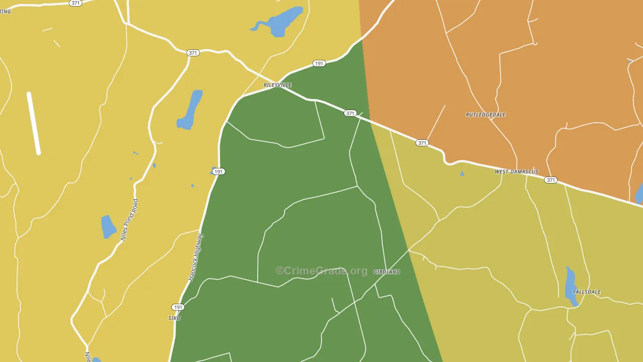West Damascus, PA Map of Robbery Rates