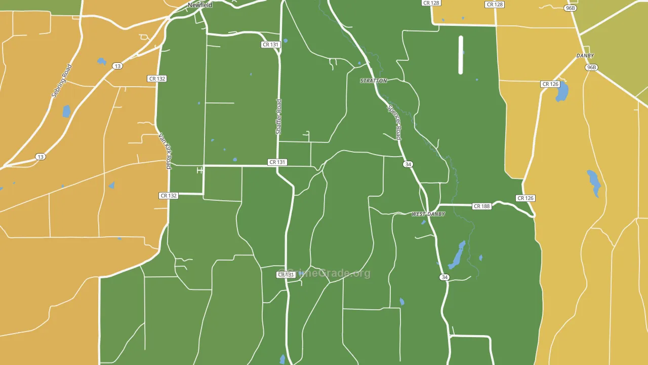 West Danby, NY Map of Robbery Rates
