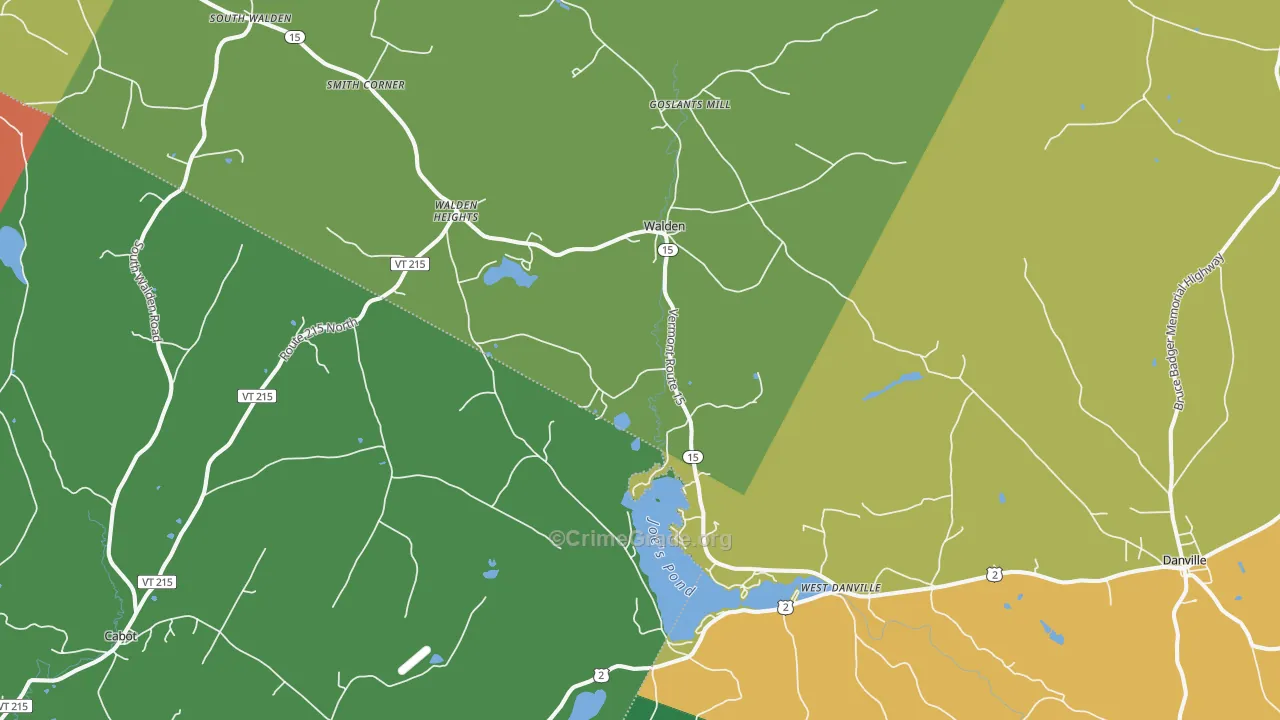 West Danville, VT Map of Robbery Rates