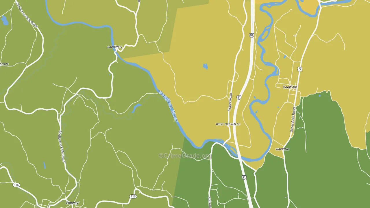 West Deerfield, MA Map of Robbery Rates