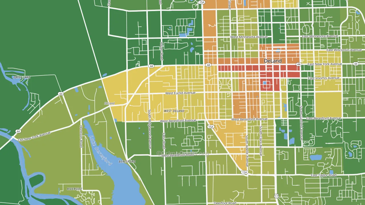 West DeLand, FL Map of Robbery Rates