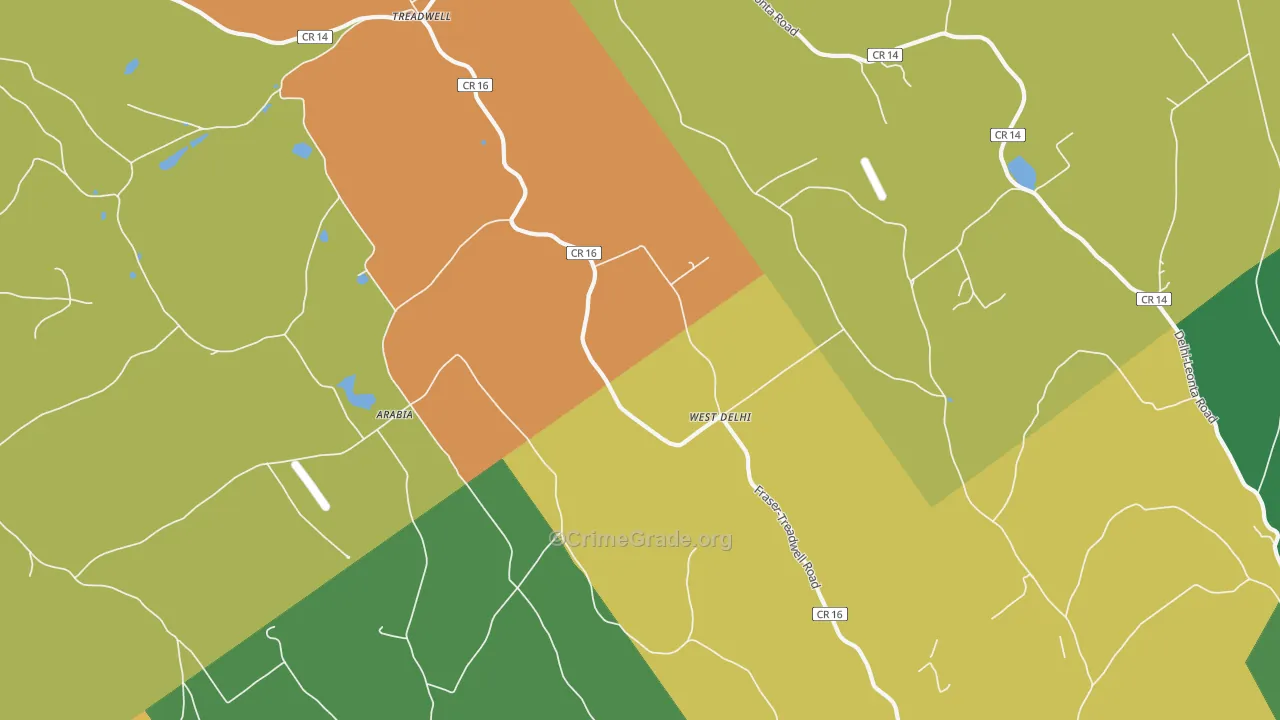 West Delhi, NY Map of Robbery Rates