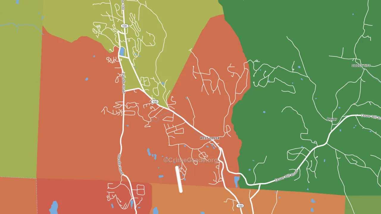 West Dover, VT Map of Robbery Rates