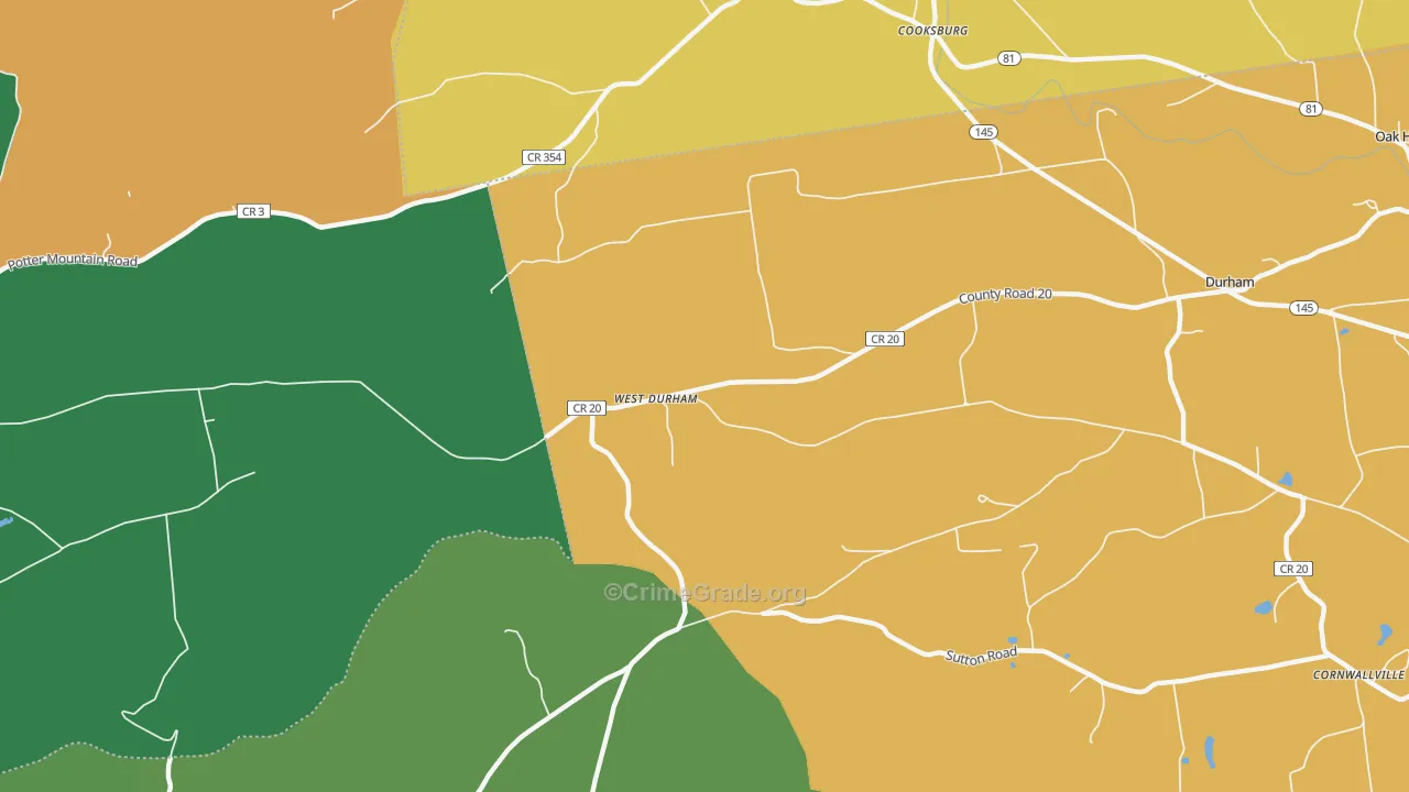West Durham, NY Map of Robbery Rates