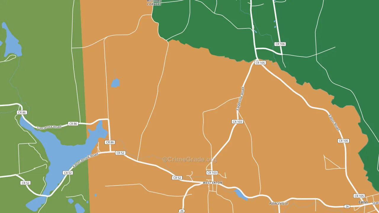 West Eaton, NY Map of Robbery Rates