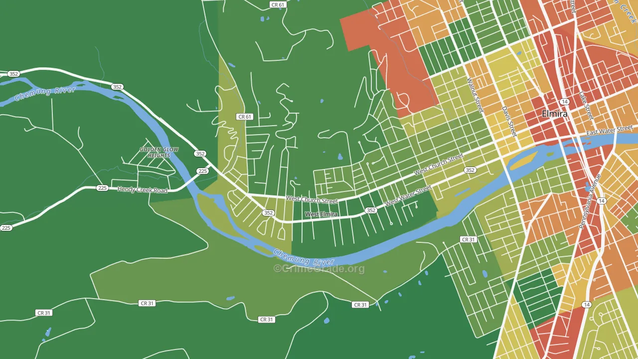 West Elmira, NY Map of Robbery Rates