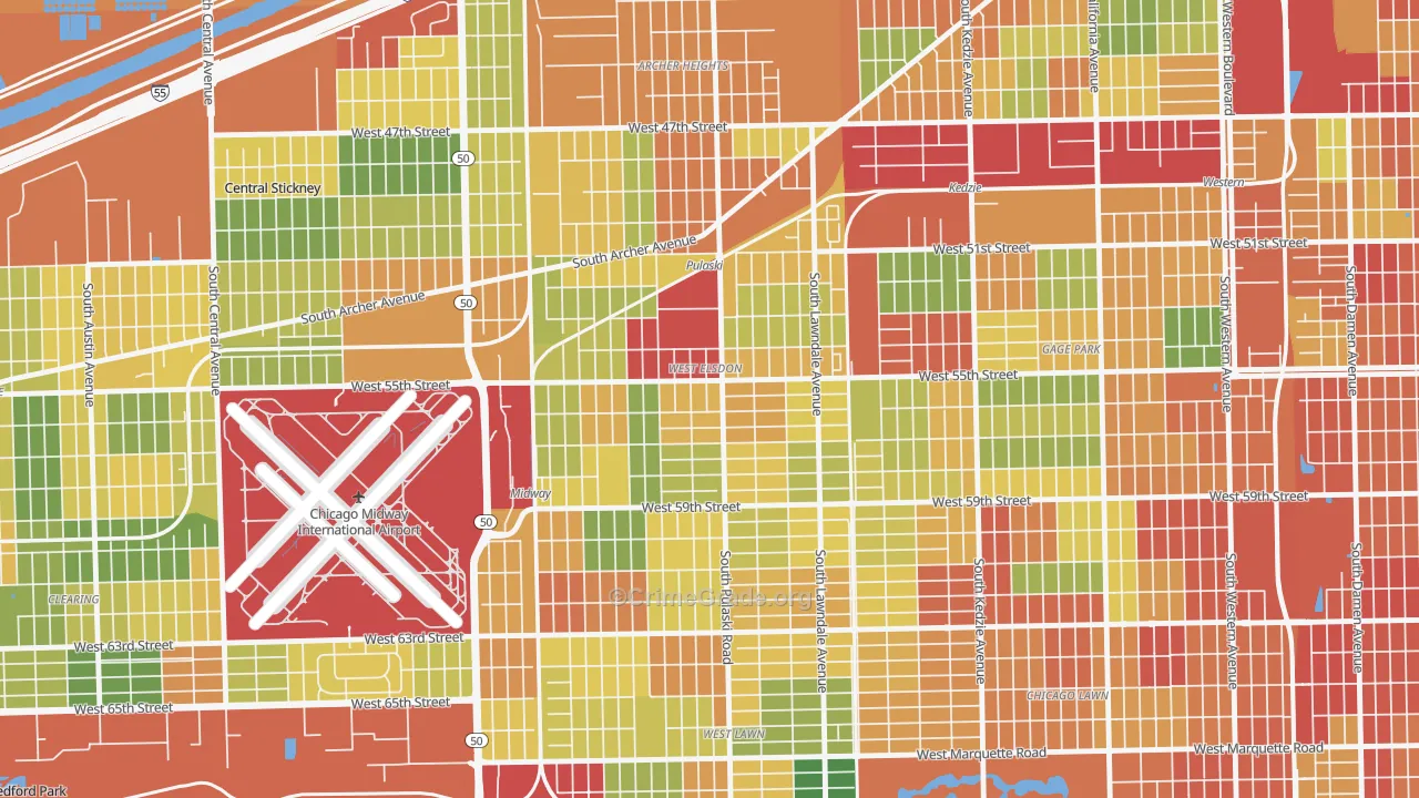West Elsdon, Chicago, IL Map of Robbery Rates