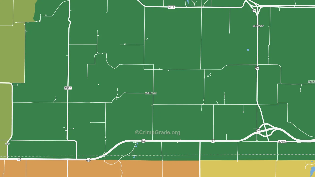 West Ely, MO Map of Robbery Rates