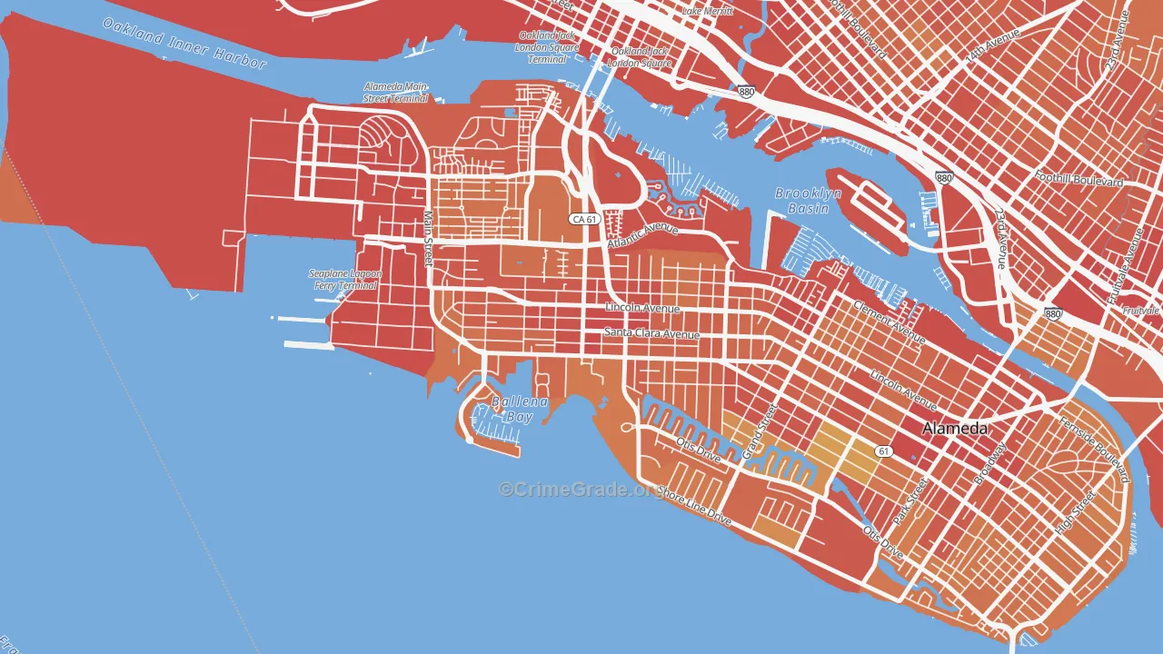 West End, Alameda, CA Map of Robbery Rates