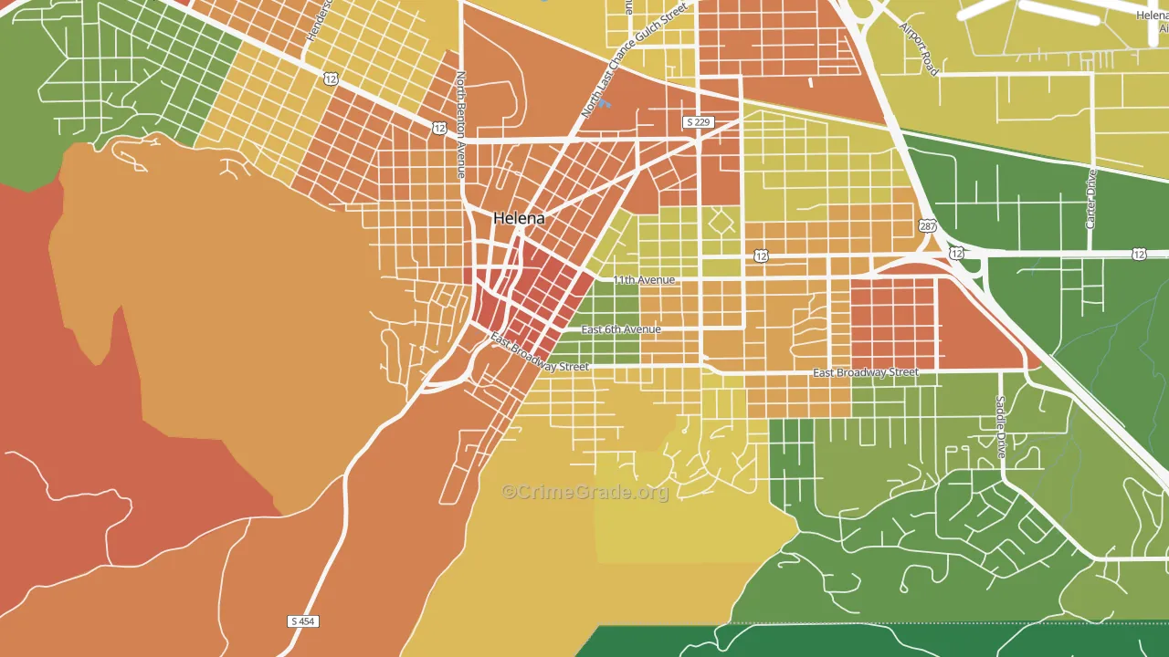 West End Helena, Helena, MT Map of Robbery Rates
