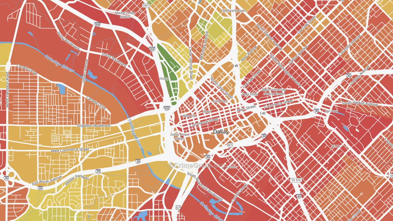 West End Historic District, Dallas, TX Map of Robbery Rates