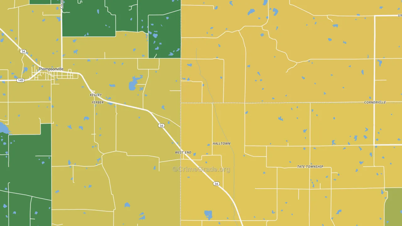 West End, IL Map of Robbery Rates