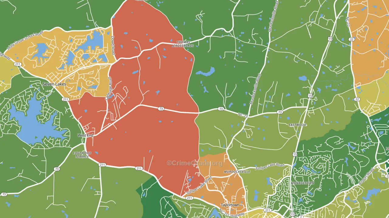 West End, NC Map of Robbery Rates