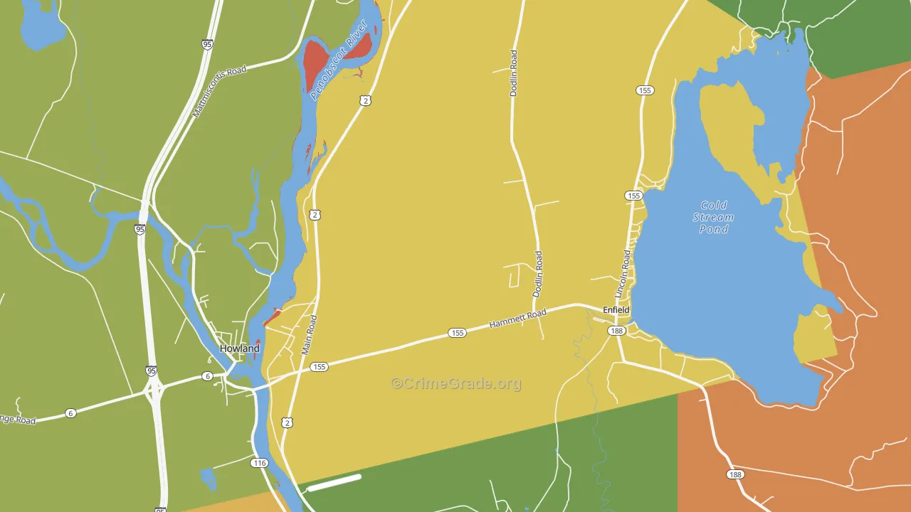 West Enfield, ME Map of Robbery Rates