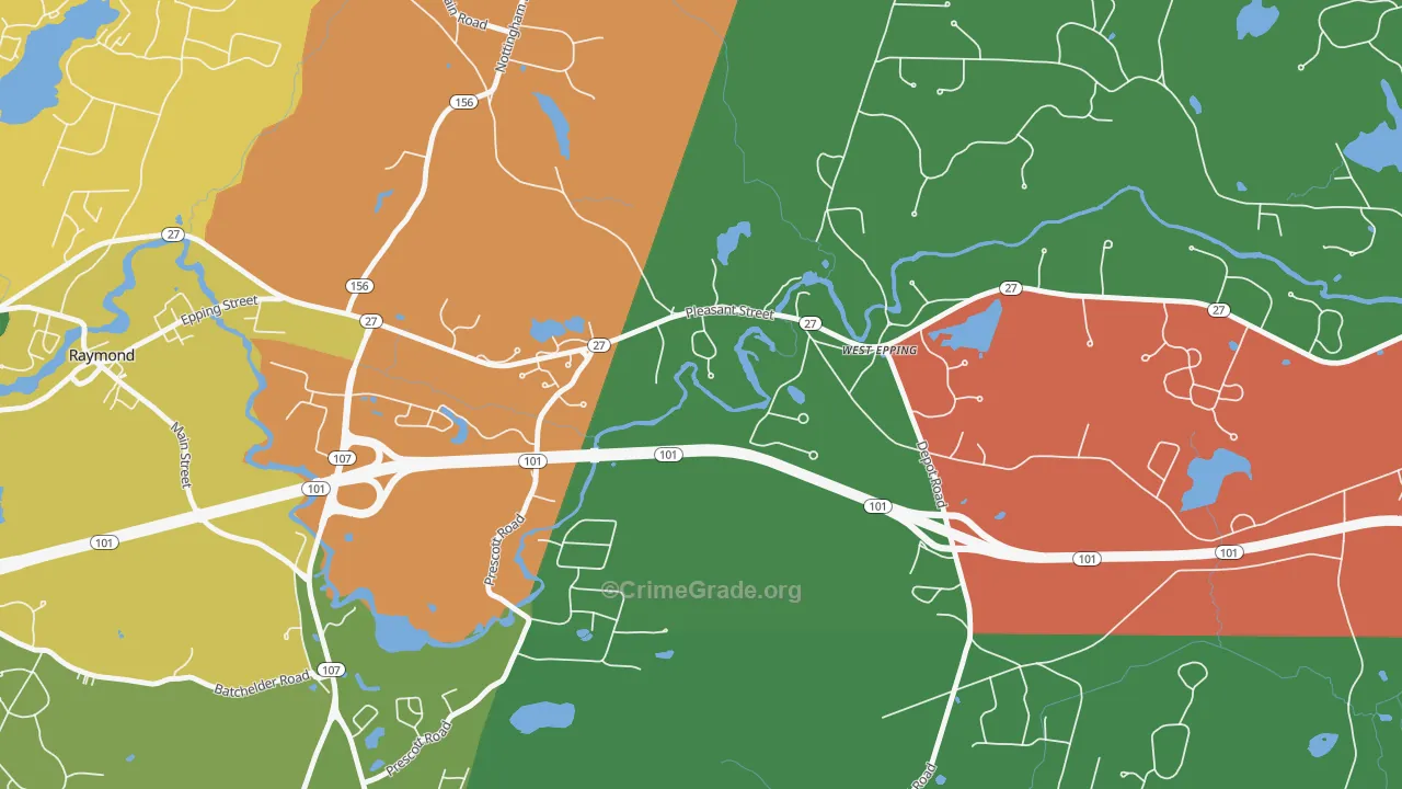 West Epping, NH Map of Robbery Rates