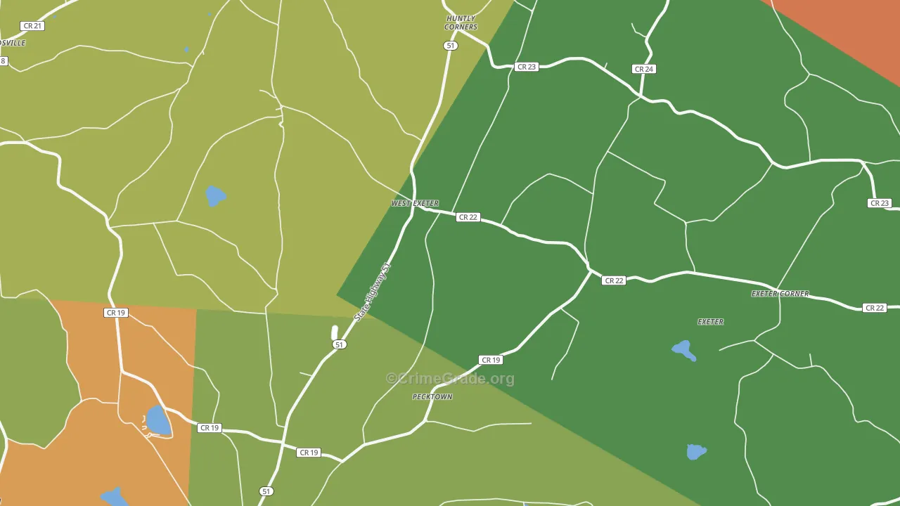 West Exeter, NY Map of Robbery Rates