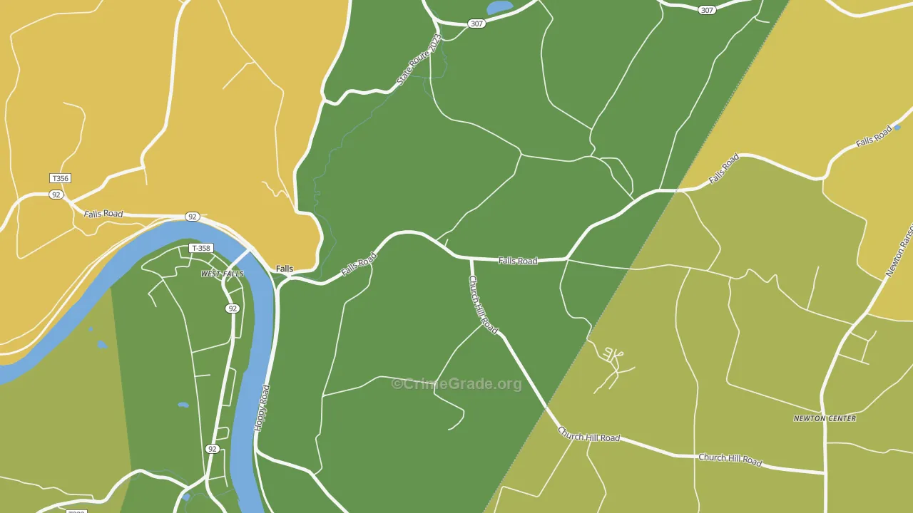 West Falls, PA Map of Robbery Rates