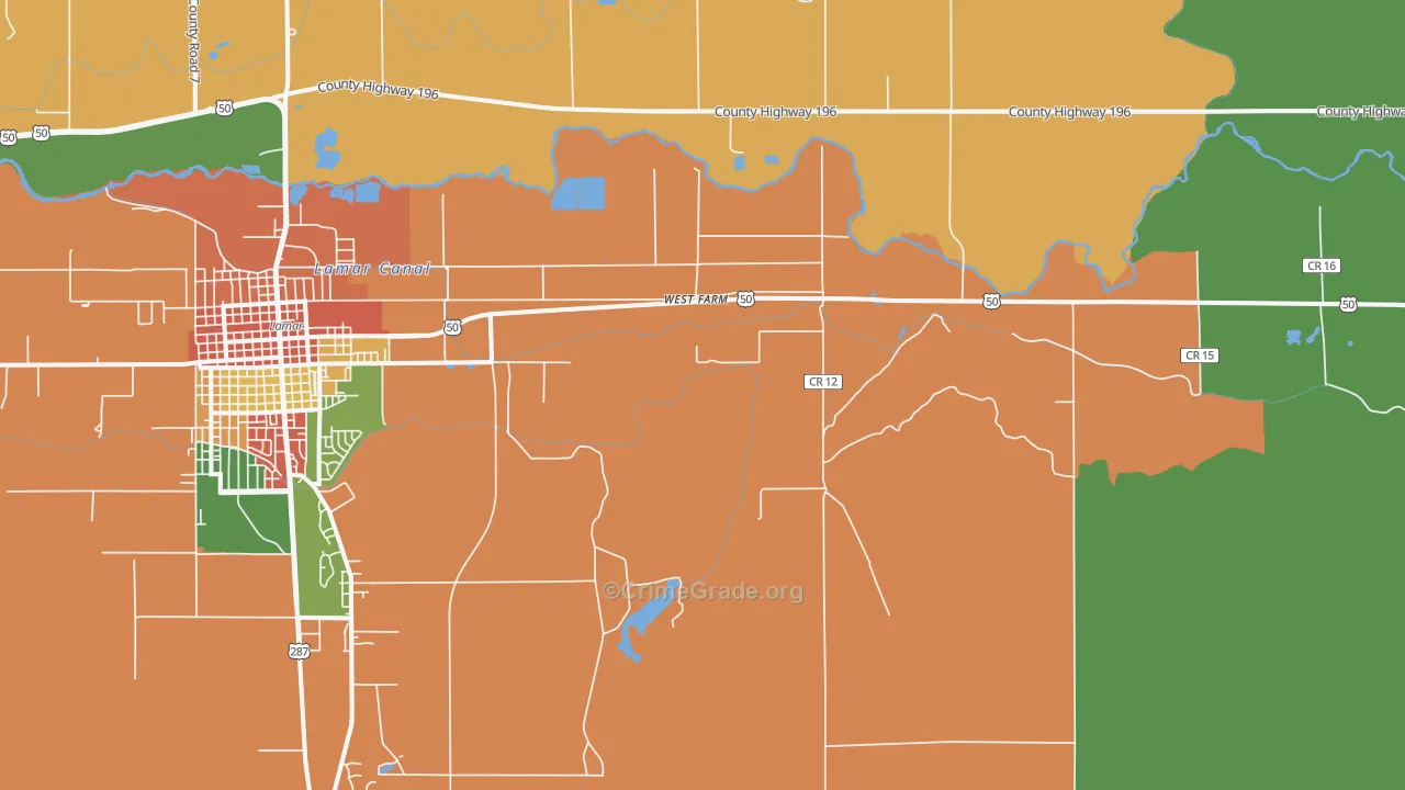 West Farm, CO Map of Robbery Rates