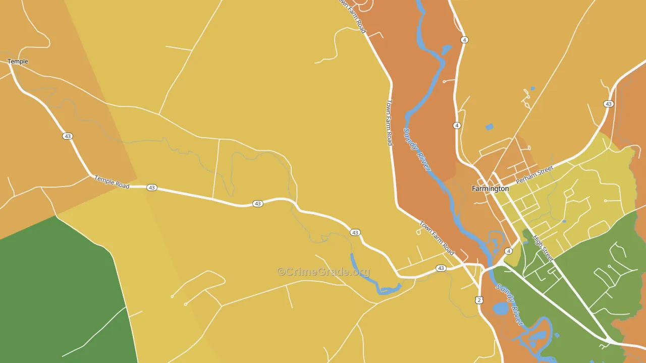 West Farmington, ME Map of Robbery Rates