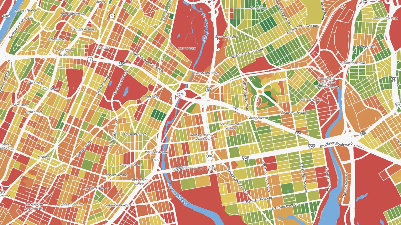 West Farms, Bronx, NY Map of Robbery Rates