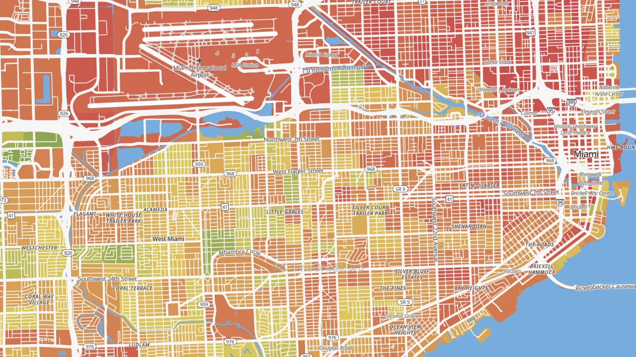 West Flagler, Miami, FL Map of Robbery Rates
