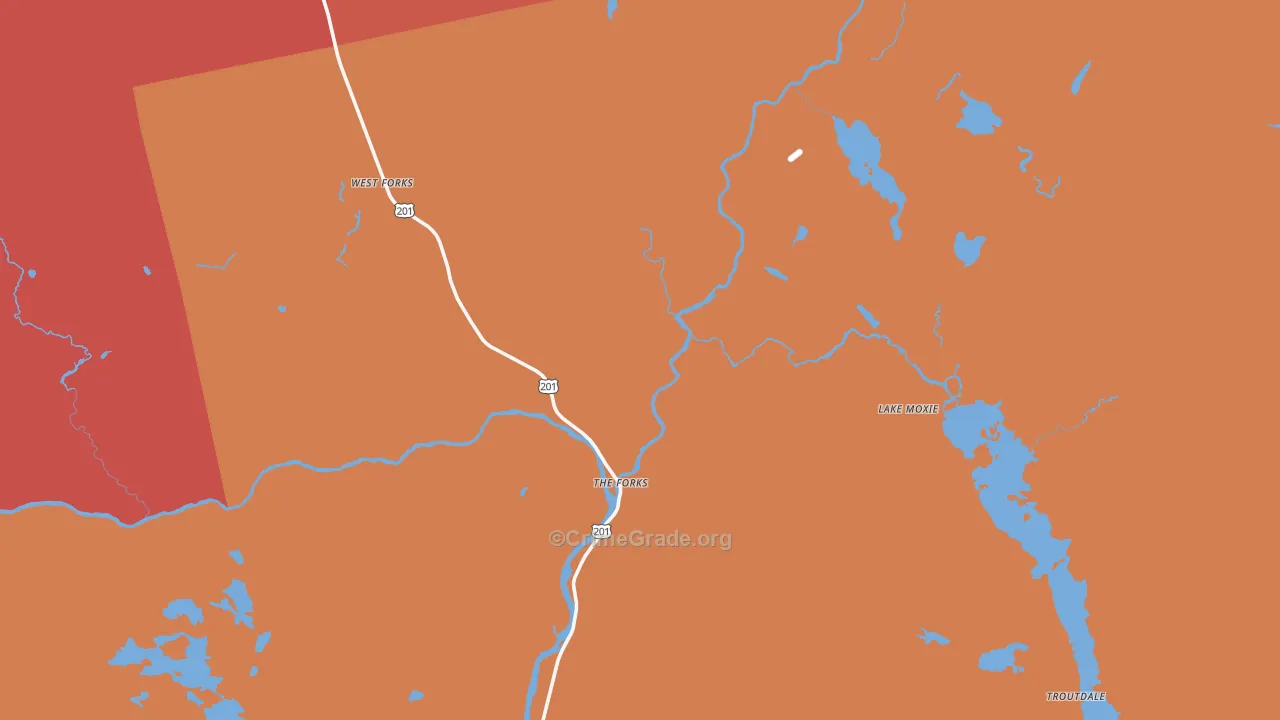 West Forks, ME Map of Robbery Rates