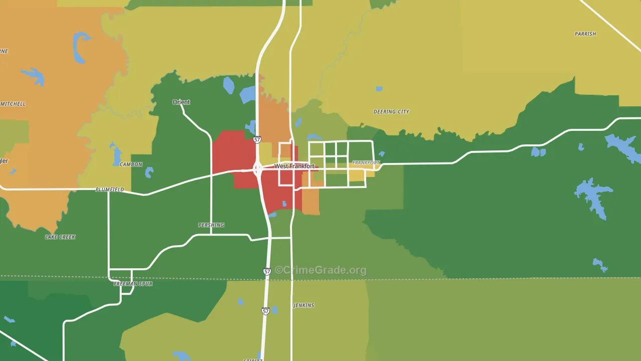 West Frankfort, IL Map of Robbery Rates