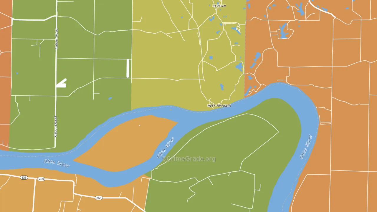 West Franklin, IN Map of Robbery Rates