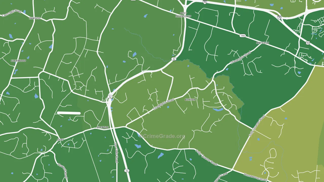 West Friendship, MD Map of Robbery Rates