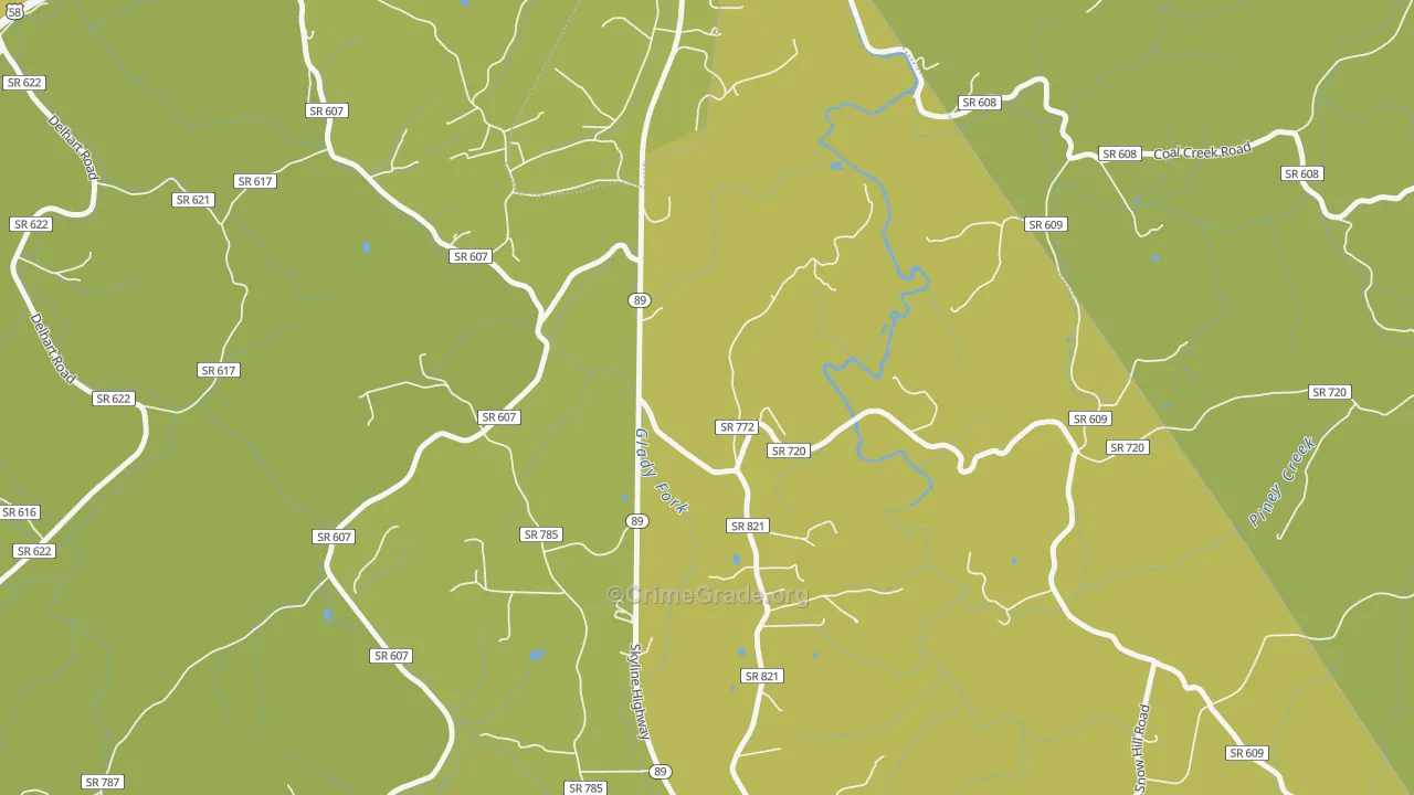 West Galax, VA Map of Robbery Rates