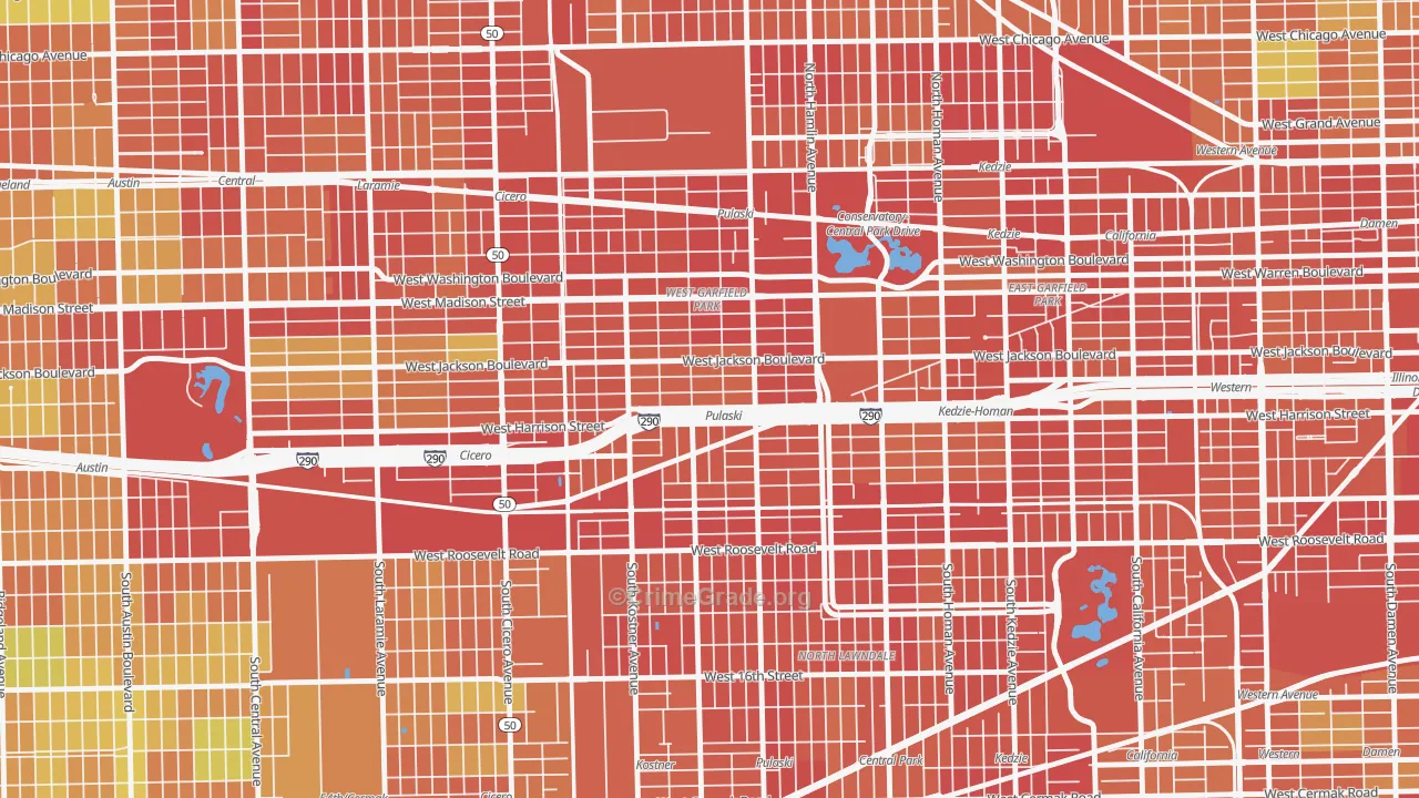 West Garfield Park, Chicago, IL Map of Robbery Rates