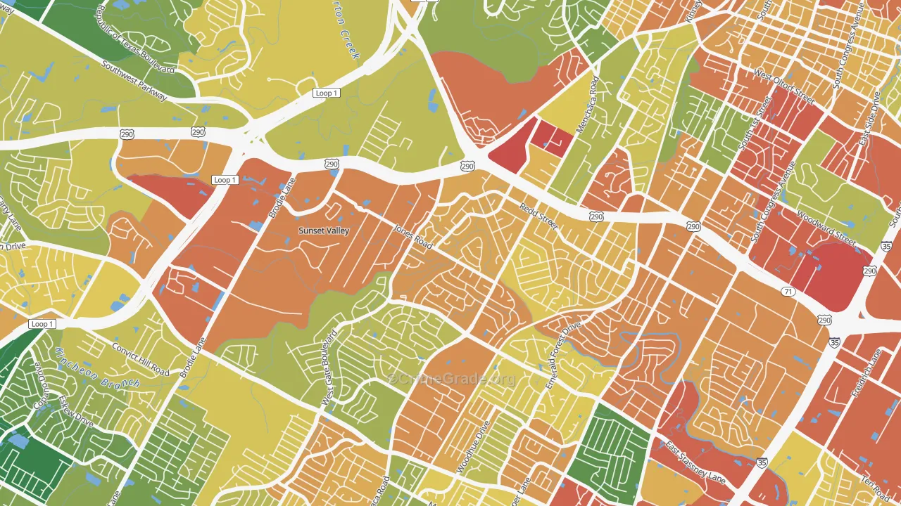 West Gate, Austin, TX Map of Robbery Rates