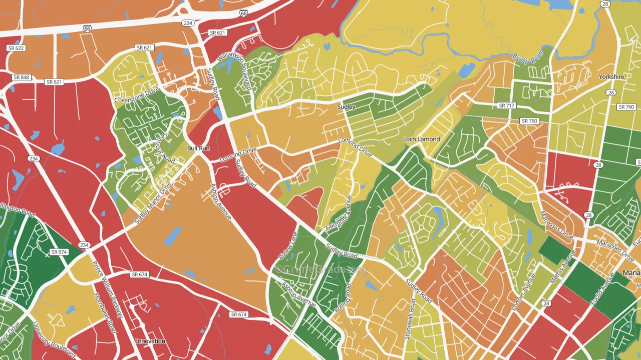 West Gate, Sudley, VA Map of Robbery Rates
