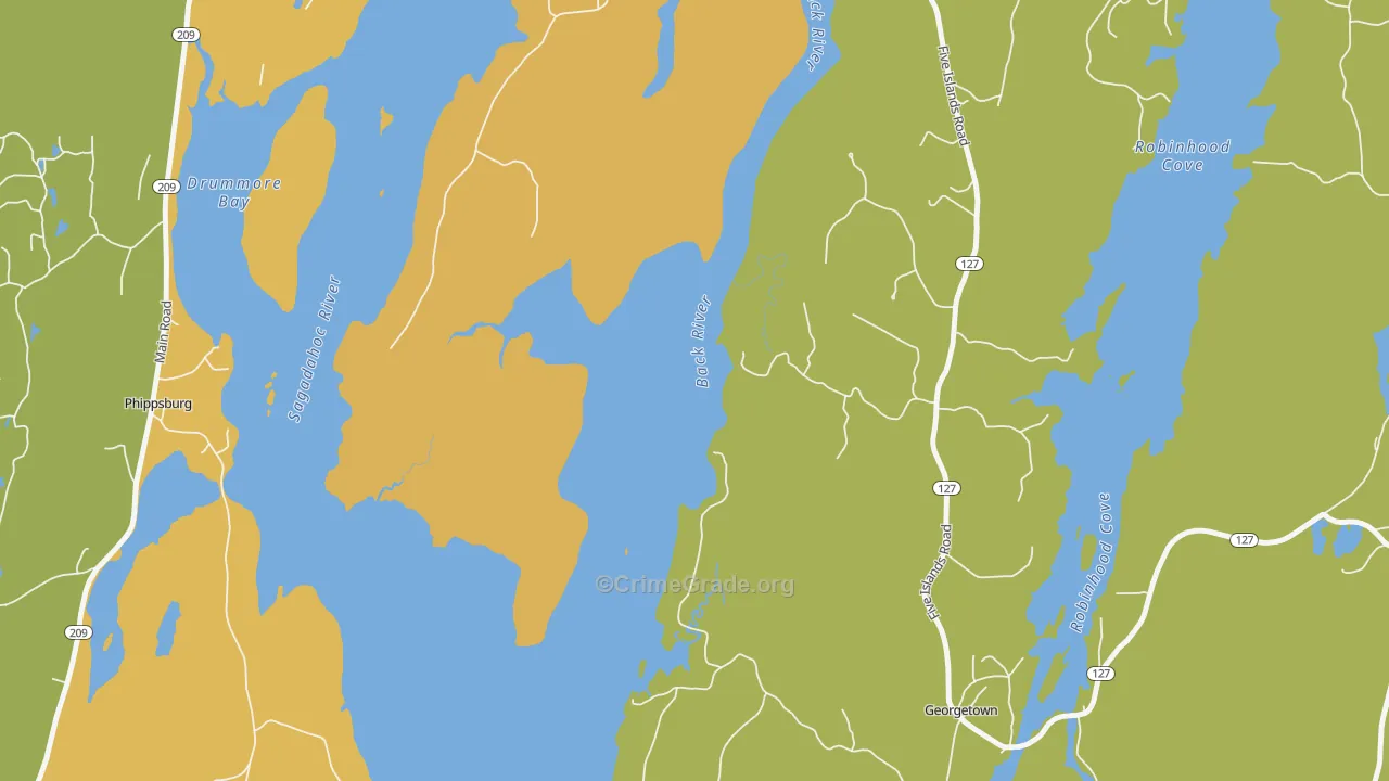West Georgetown, ME Map of Robbery Rates