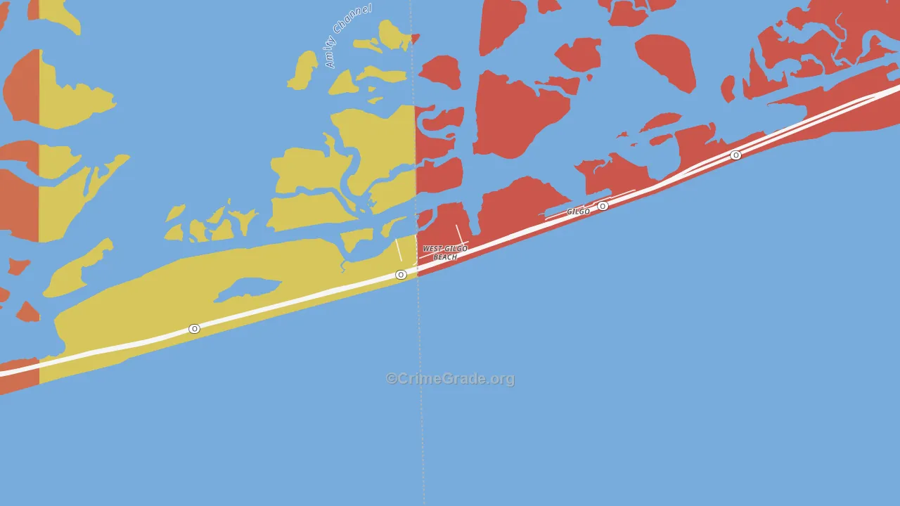 West Gilgo Beach, NY Map of Robbery Rates