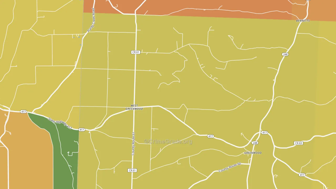 West Greenwood, NY Map of Robbery Rates