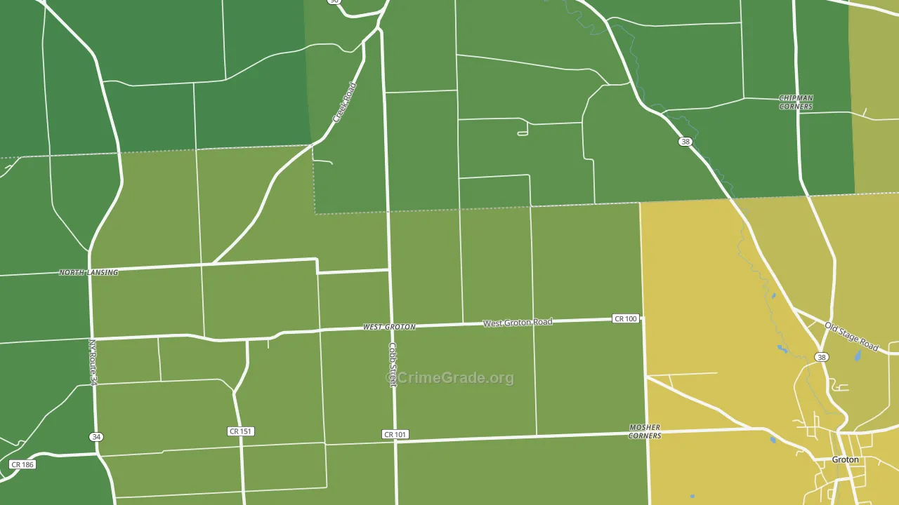 West Groton, NY Map of Robbery Rates