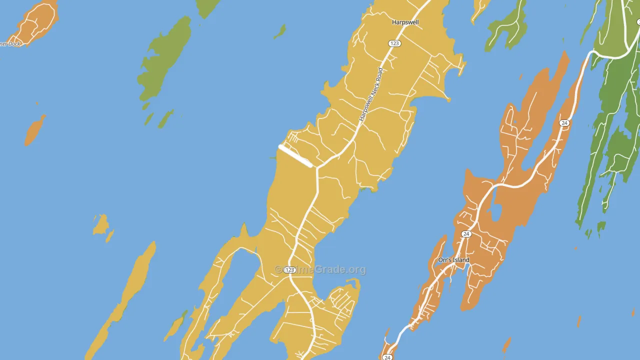 West Harpswell, ME Map of Robbery Rates