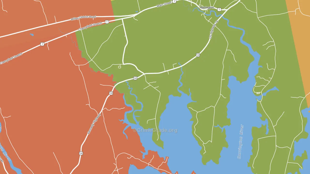 West Harrington, ME Map of Robbery Rates
