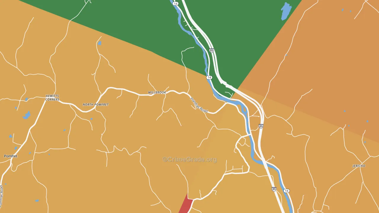 West Hartford, VT Map of Robbery Rates